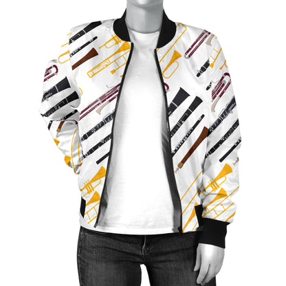 Clarinet Pattern Print Design 01 Women's Bomber Jacket