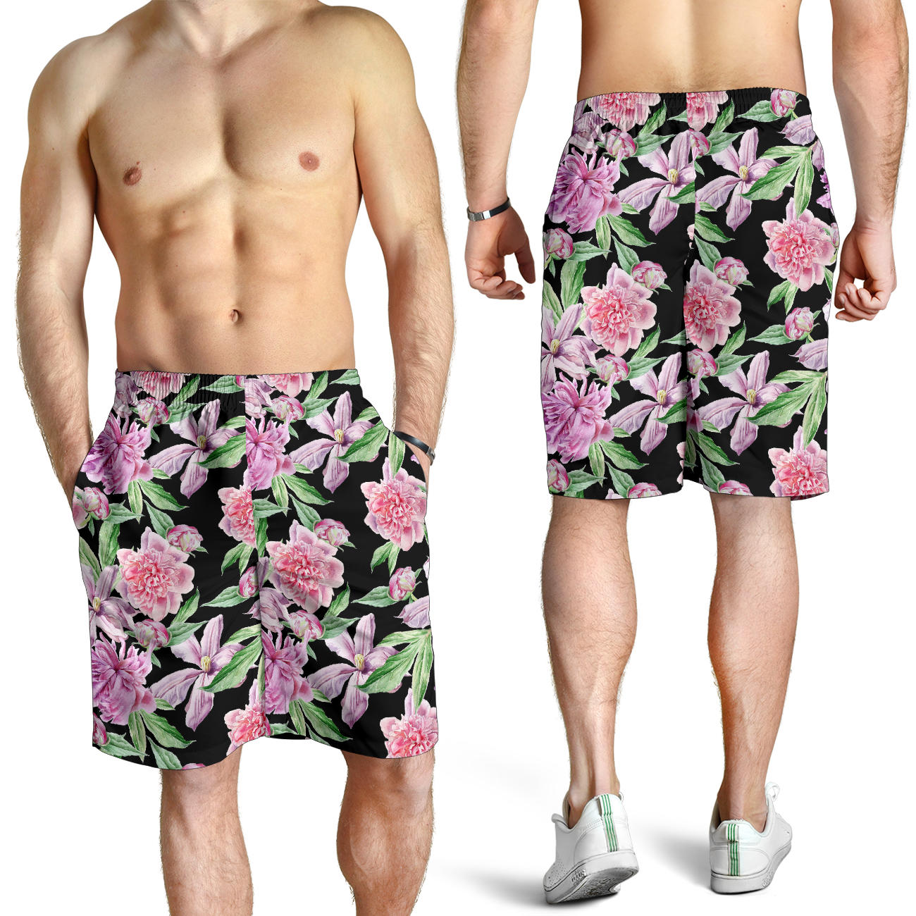Peony Pattern Print Design PE08 Mens Shorts