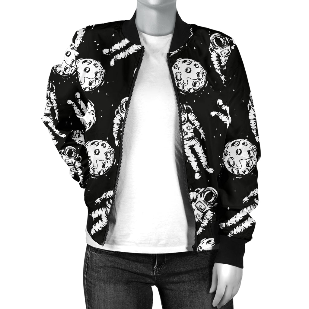 Astronaut Pattern Print Design 03 Women's Bomber Jacket