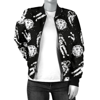 Astronaut Pattern Print Design 03 Women's Bomber Jacket