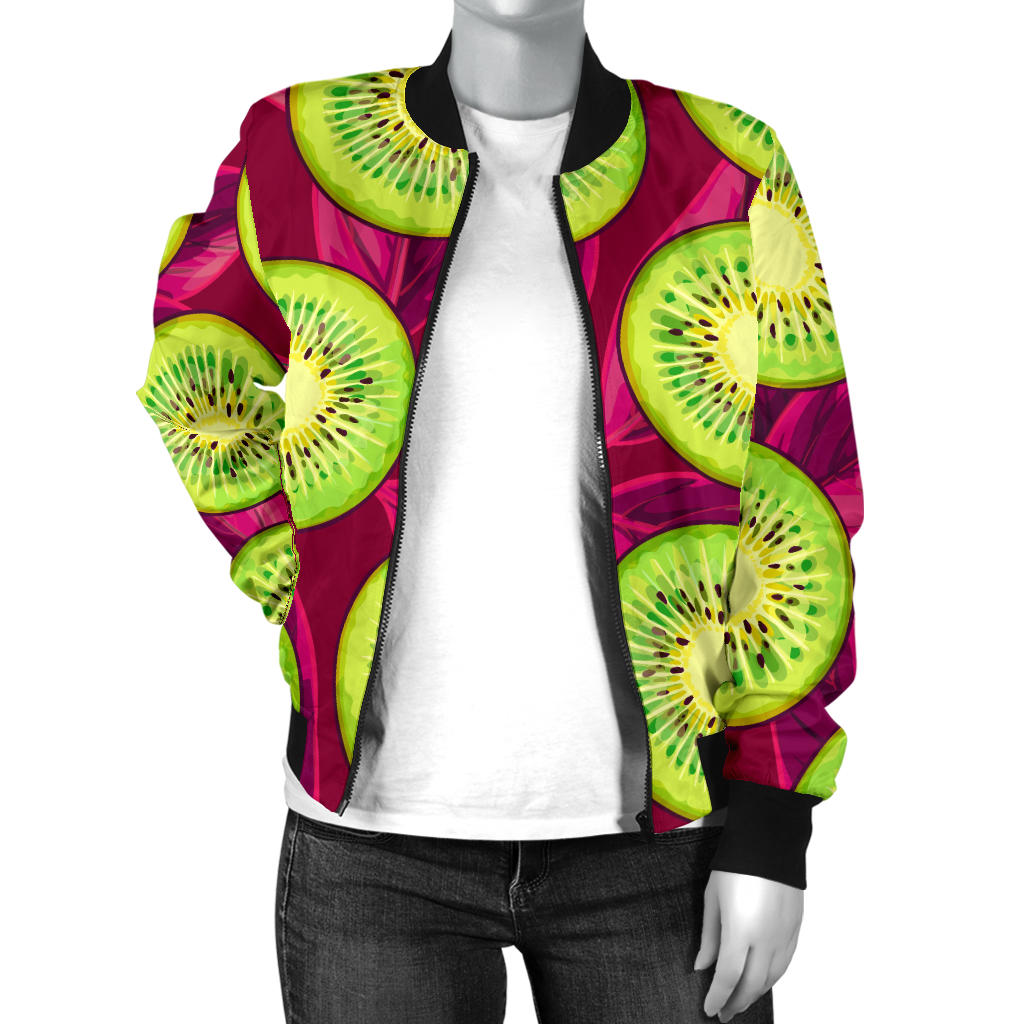 Kiwi Pattern Print Design KW05 Women Bomber Jacket