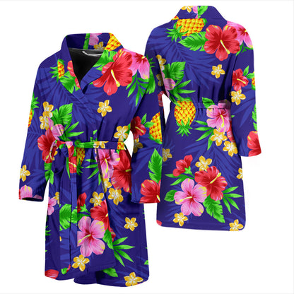 Hawaiian Themed Pattern Print Design H05 Men Bathrobe