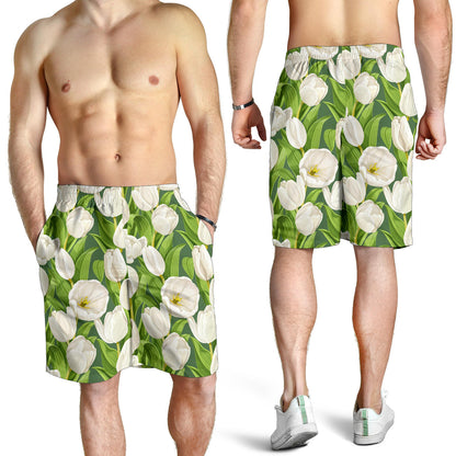 Tulip White Pattern Print Design TP05 Mens Shorts