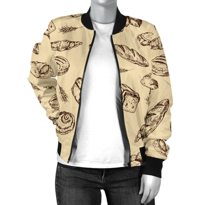 Bread Pattern Print Design 04 Women's Bomber Jacket