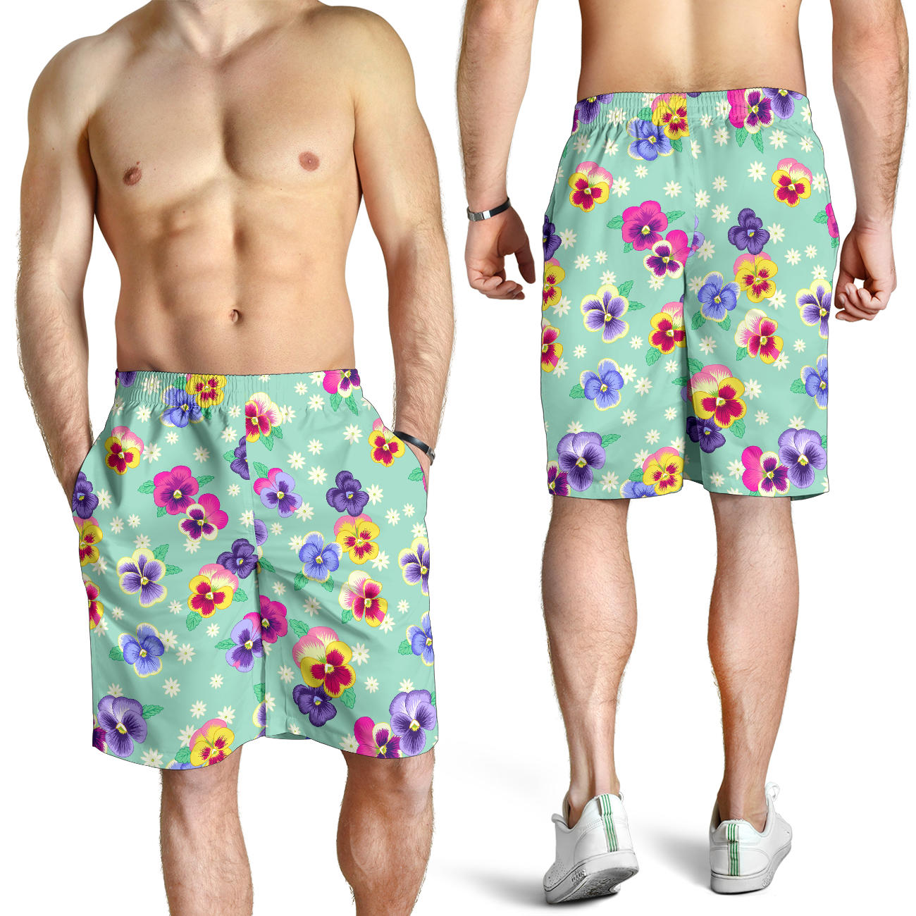 Pansy Pattern Print Design PS08 Mens Shorts