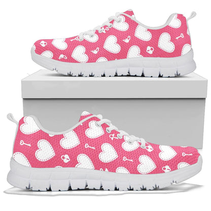 Heart Key Pattern Print Design HE09 Sneakers White Bottom Shoes