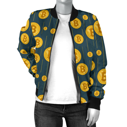 Bitcoin Pattern Print Design 01 Women's Bomber Jacket