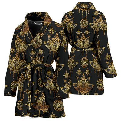 lotus Boho Pattern Print Design LO03 Women Bathrobe