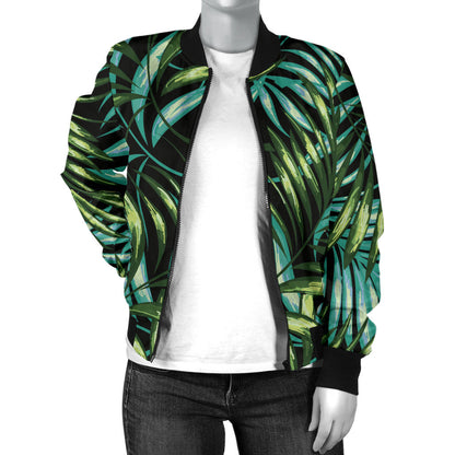 Tropical Flower Pattern Print Design TF08 Women Bomber Jacket