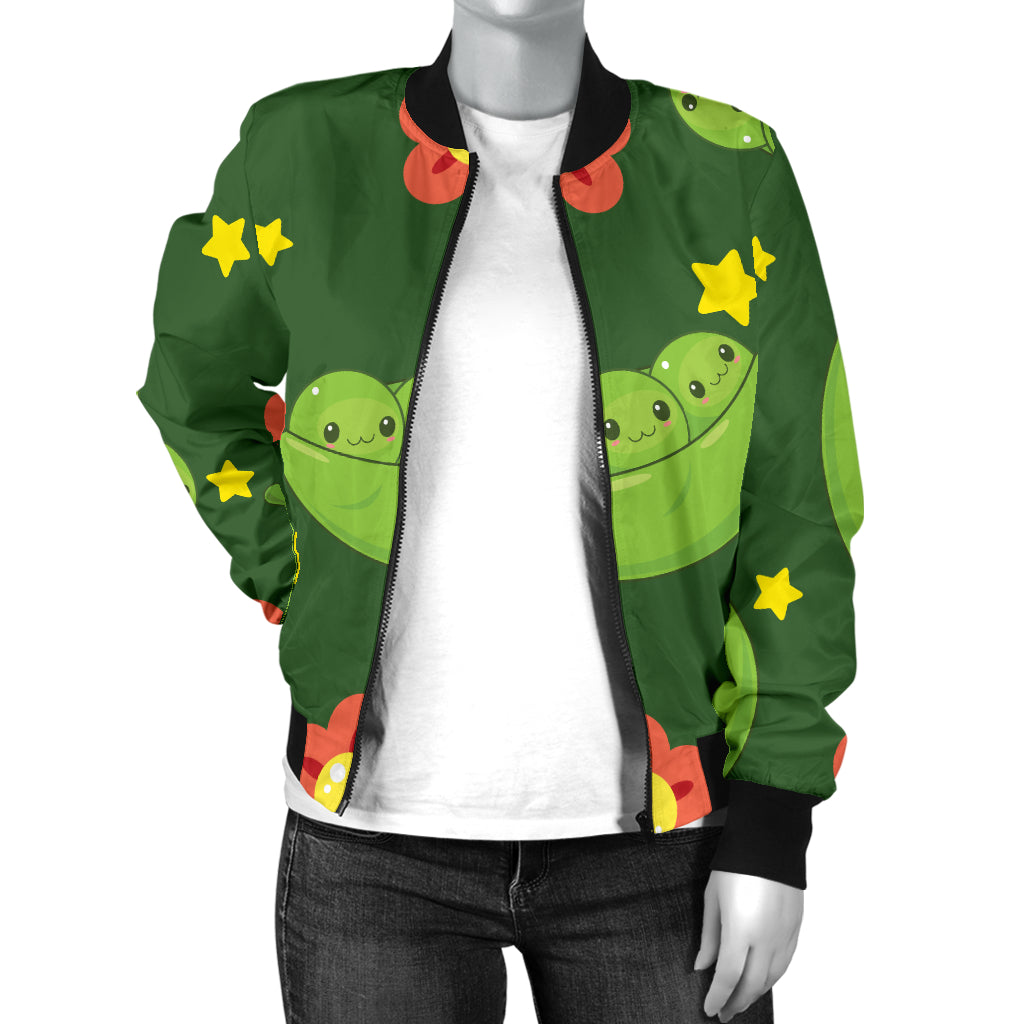 Peas Pattern Print Design A01 Women's Bomber Jacket