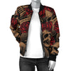 Microphone Skull Rose Pattern Print Design 02 Women's Bomber Jacket