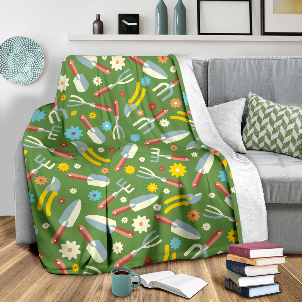 Gardening Pattern Print Design G06 Fleece Blanket