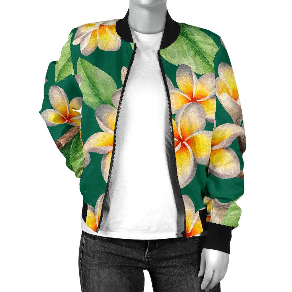 Plumeria Pattern Print Design PM07 Women Bomber Jacket
