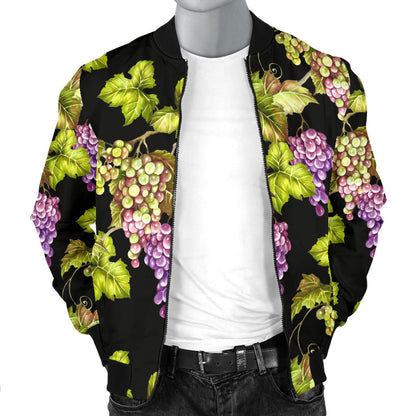 Grape Pattern Print Design GP04 Men Bomber Jacket