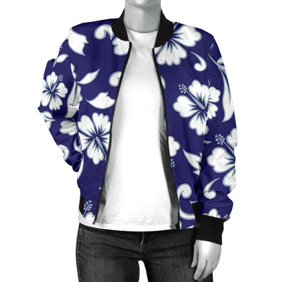 Hibiscus Pattern Print Design HB010 Women Bomber Jacket