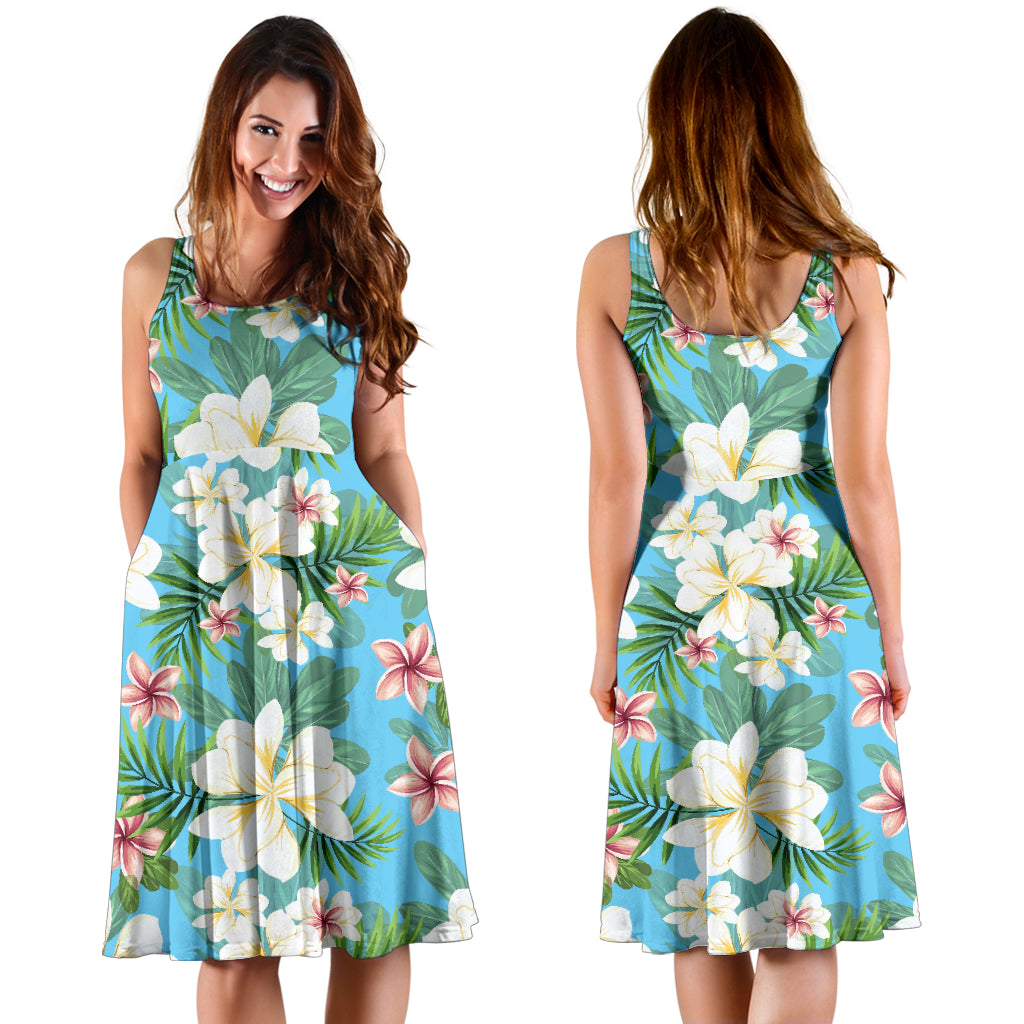 Plumeria Pattern Print Design PM028 Midi Dress