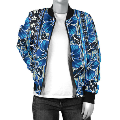 Hawaiian Themed Pattern Print Design H012 Women Bomber Jacket