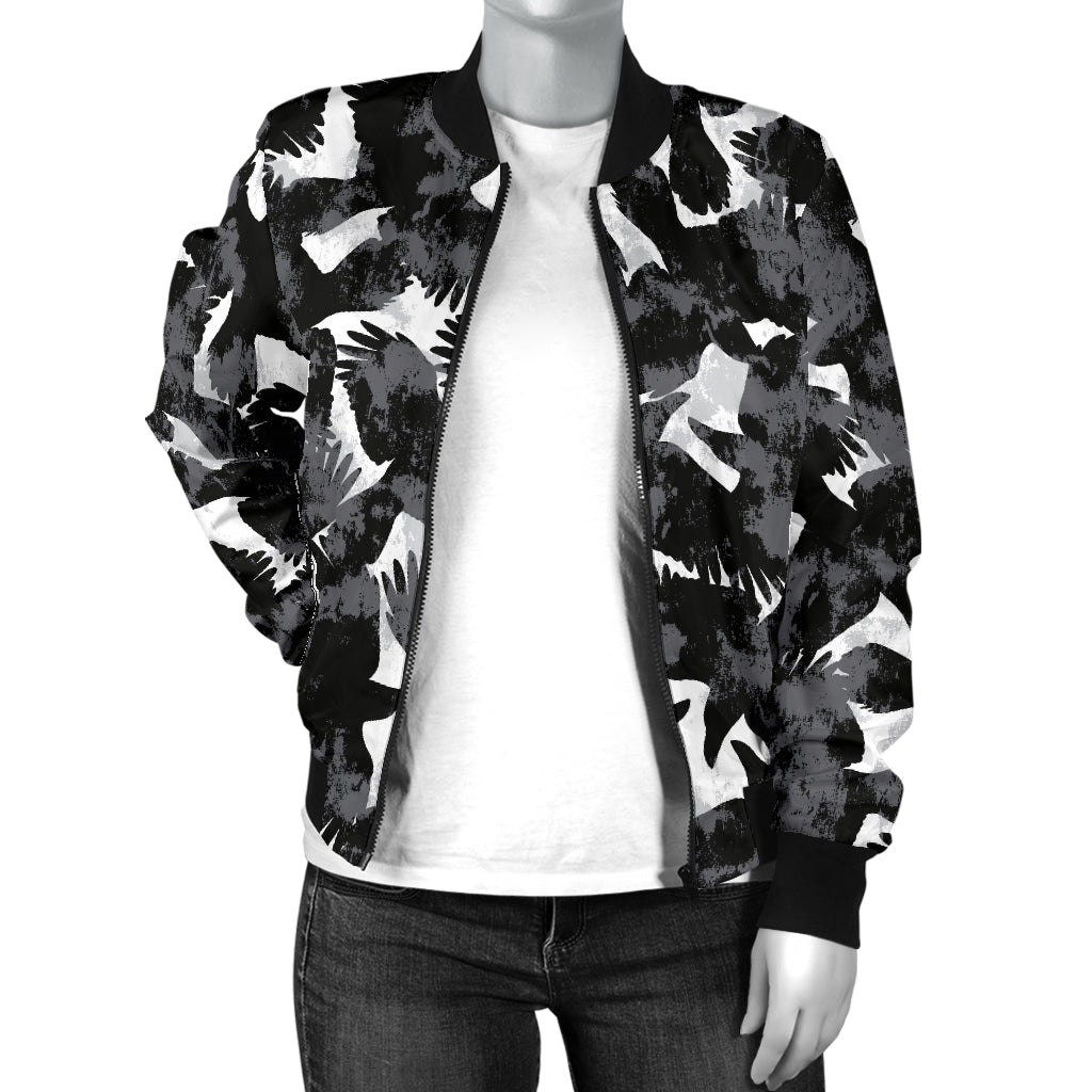 Crow Pattern Print Design 01 Women's Bomber Jacket