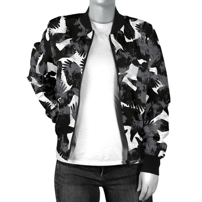 Crow Pattern Print Design 01 Women's Bomber Jacket