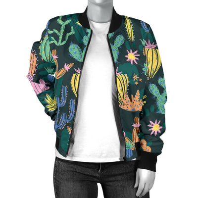 Cactus Pattern Print Design 05 Women's Bomber Jacket