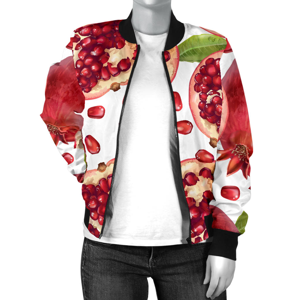 Pomegranate Pattern Print Design PG03 Women Bomber Jacket