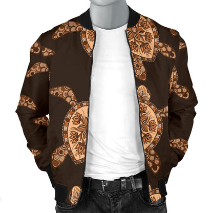 Tribal Sea Turtle Pattern Print Design T09 Men Bomber Jacket