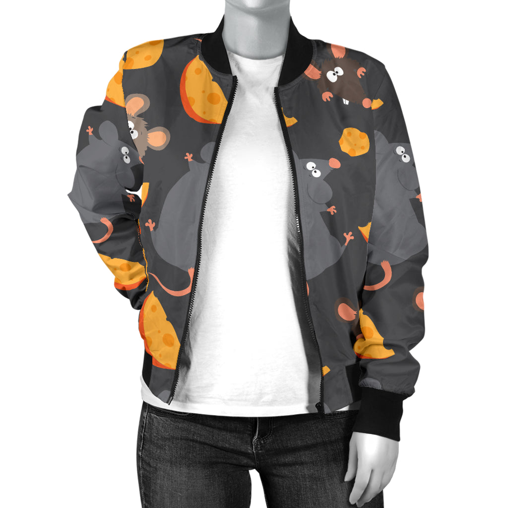 Rat Pattern Print Design 04 Women's Bomber Jacket