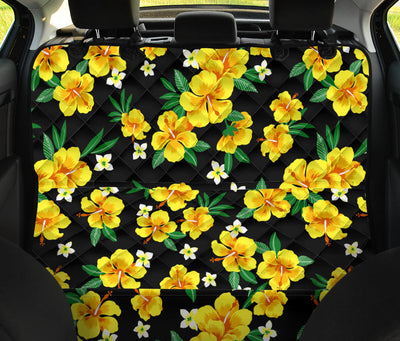 Yellow Hibiscus Pattern Print Design HB08 Rear Dog  Seat Cover