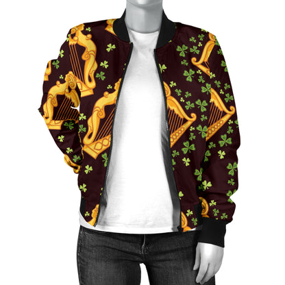 Harp Pattern Print Design 02 Women's Bomber Jacket