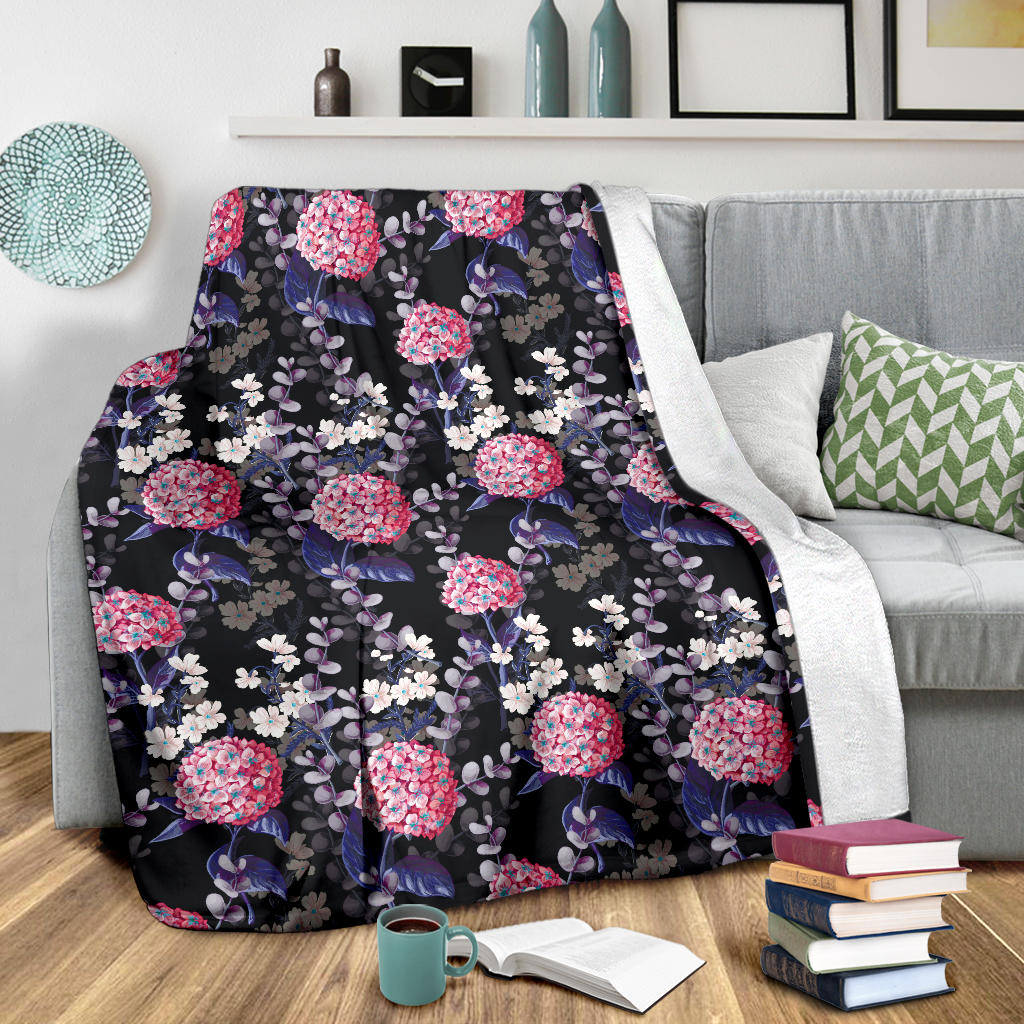 Hydrangea Pattern Print Design HD04 Fleece Blanket