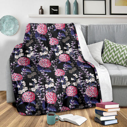 Hydrangea Pattern Print Design HD04 Fleece Blanket