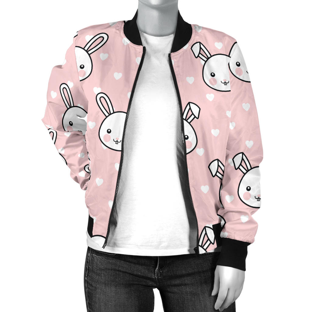 Rabbit Pattern Print Design RB02 Women Bomber Jacket
