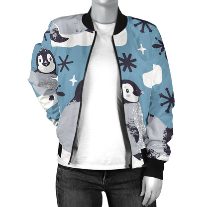 Penguin Pattern Print Design A05 Women's Bomber Jacket