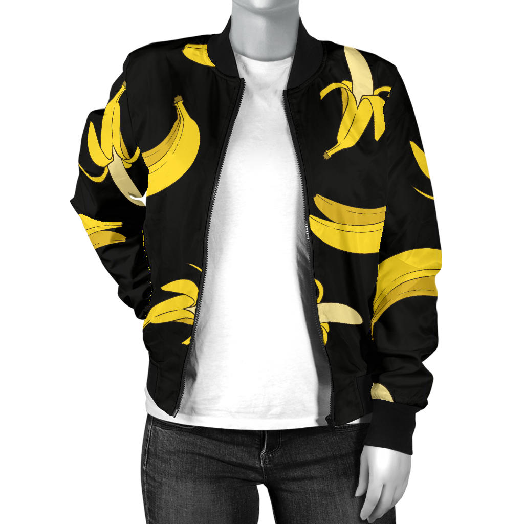 Banana Pattern Print Design BA05 Women Bomber Jacket