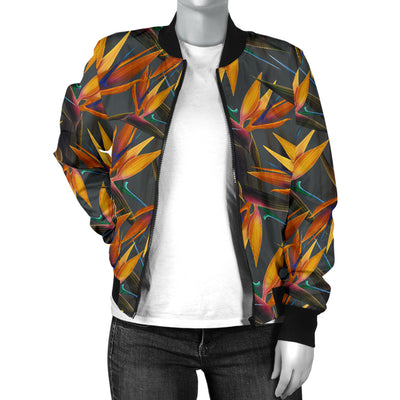 Bird Of Paradise Pattern Print Design 01 Women's Bomber Jacket