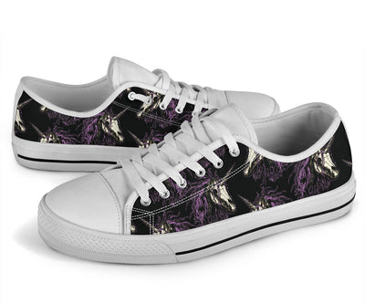 Unicorn Skull head White Bottom Low Top Shoes