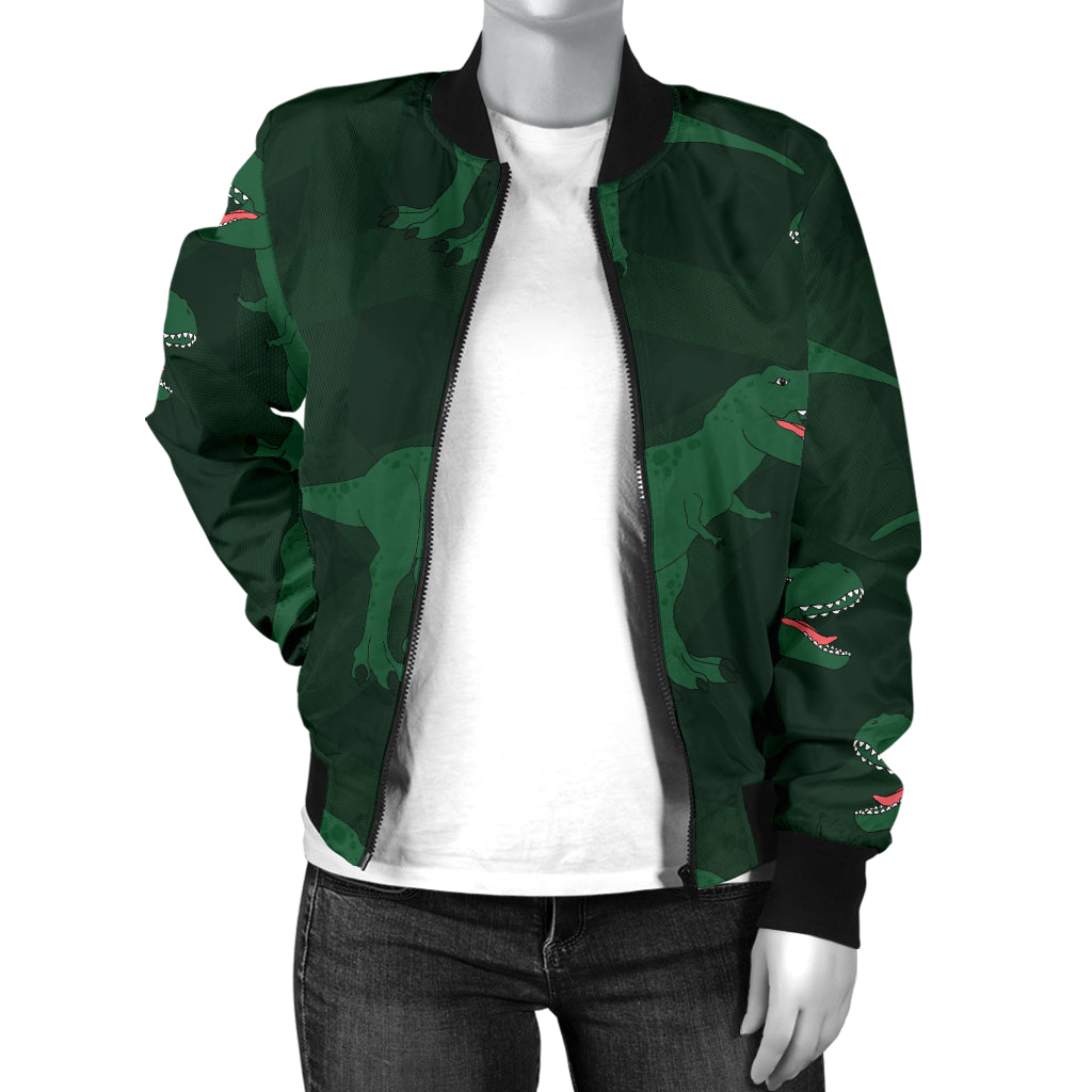 T Rex Pattern Print Design A06 Women's Bomber Jacket