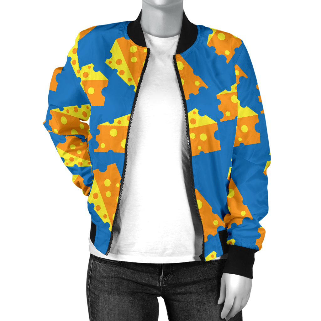 Cheese Pattern Print Design 05 Women's Bomber Jacket