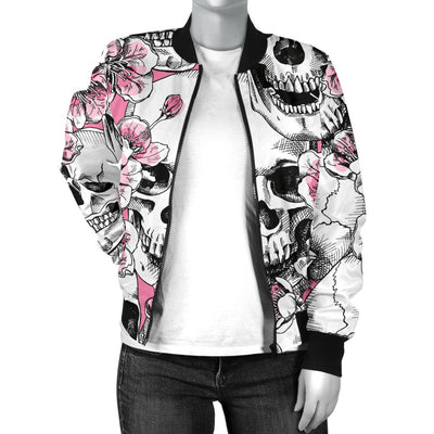 Cherry Blossom Pattern Print Design CB03 Women Bomber Jacket