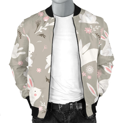 Rabbit Pattern Print Design RB03 Men Bomber Jacket