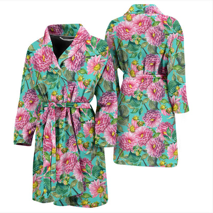 Dahlia Pattern Print Design DH07 Men Bathrobe