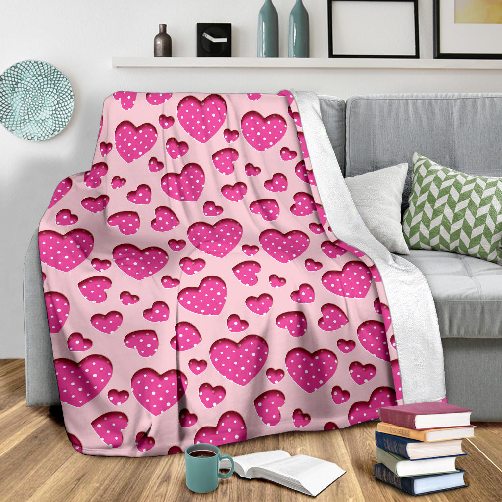 Heart Pink Pattern Print Design HE06 Fleece Blanket