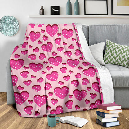 Heart Pink Pattern Print Design HE06 Fleece Blanket