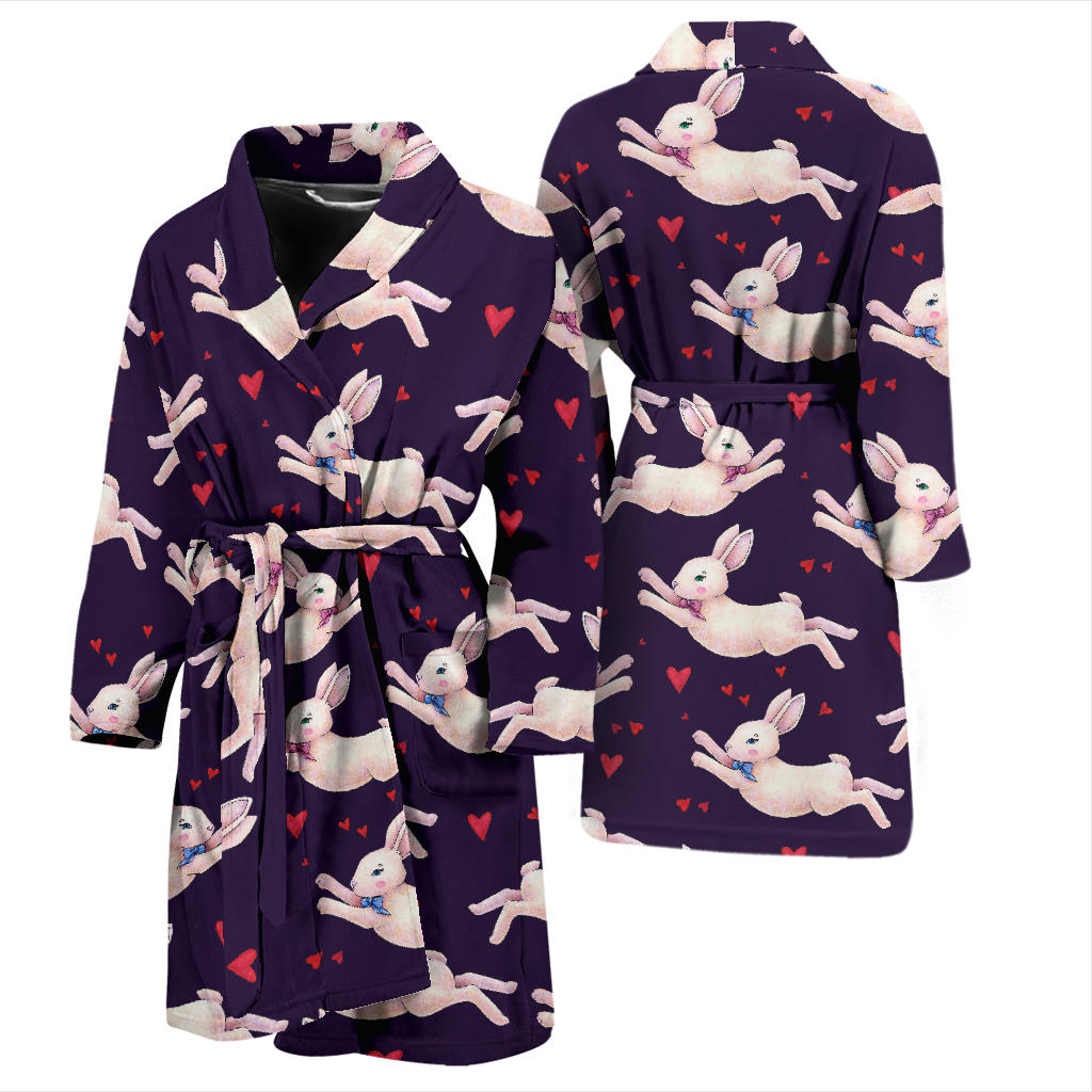 Rabbit Pattern Print Design RB016 Men Bathrobe