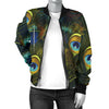 Peacock Feather Pattern Print Design A03 Women's Bomber Jacket