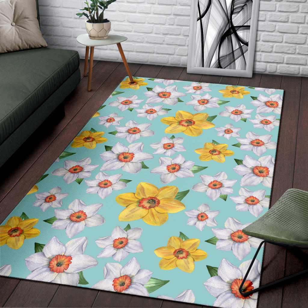 Daffodils Pattern Print Design DF07 Area Rugs