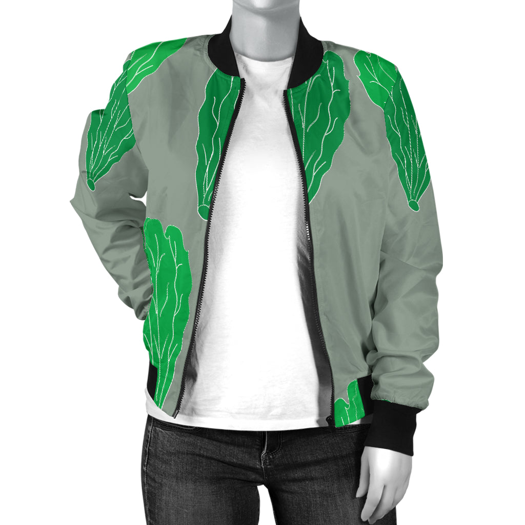 Lettuce Pattern Print Design 02 Women's Bomber Jacket