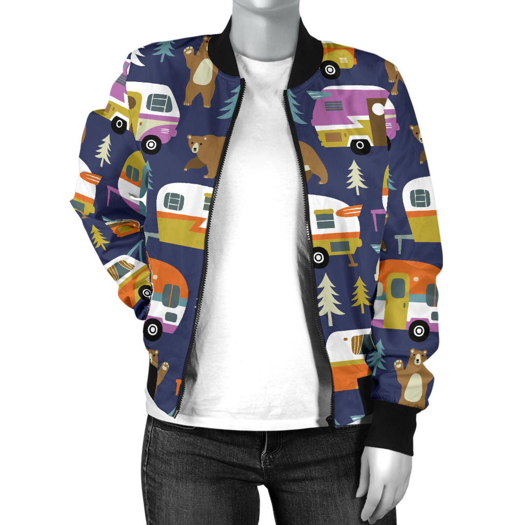 Camper Pattern Print Design 04 Women's Bomber Jacket