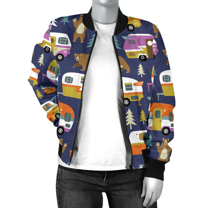 Camper Pattern Print Design 04 Women's Bomber Jacket