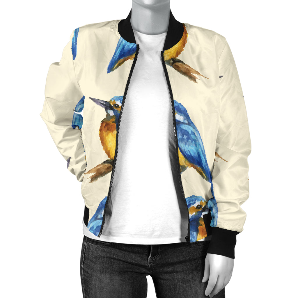 Kingfisher Pattern Print Design 01 Women's Bomber Jacket